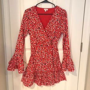 Haute Spot Ruffle Wrap Dress